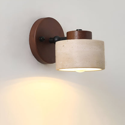 Wandlamp Travertin Steen LED E27 3000K Japandi Compact Rond