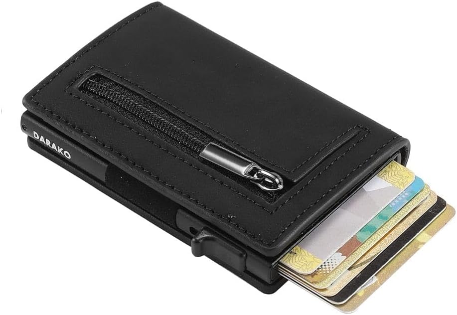 Compacte Portemonnee met RFID-Bescherming Echt Leer en Aluminium