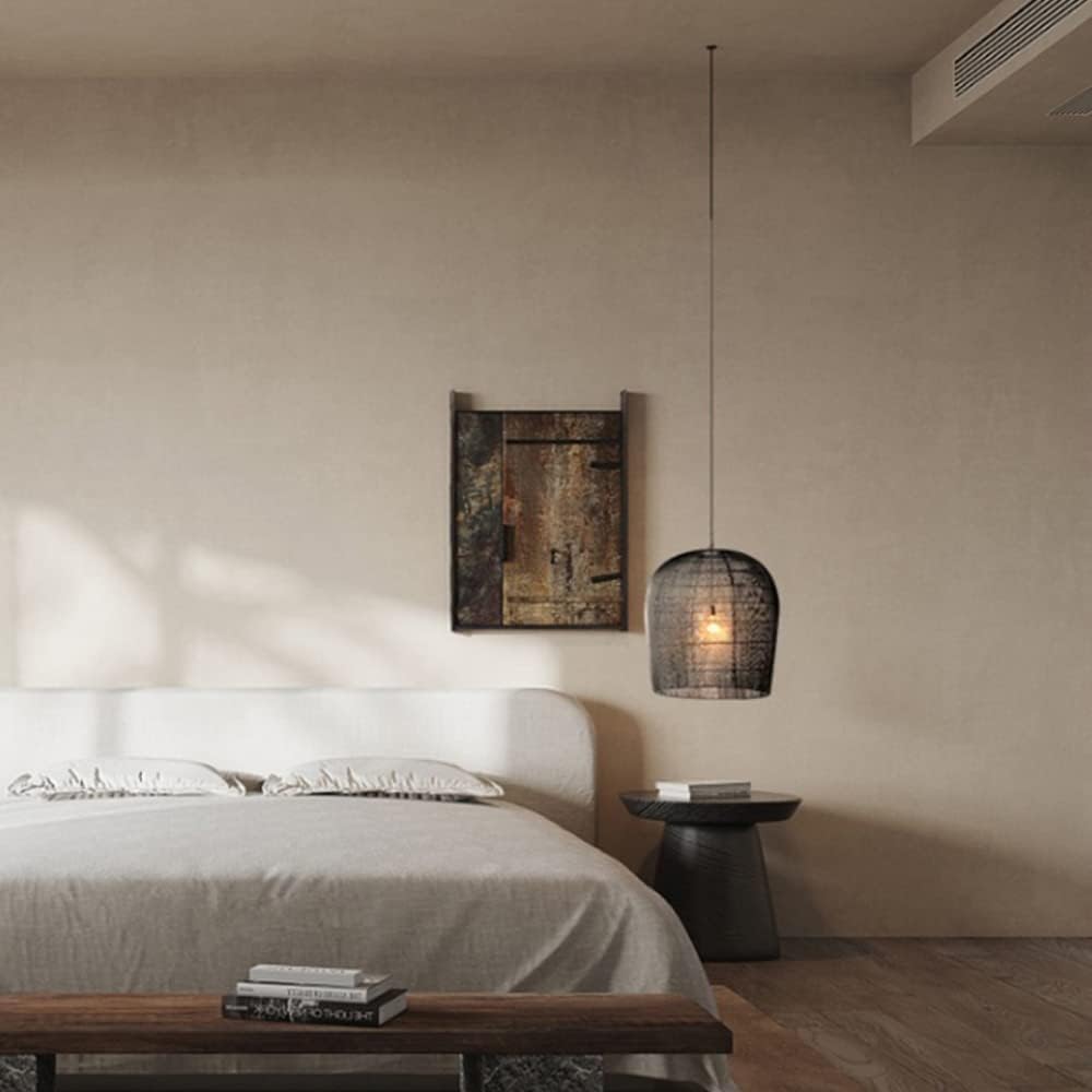 Japandi Rotan Hanglamp Handgeweven Wit Zwart Rond 31cm tot 61cm Eetkamer Woonkamer
