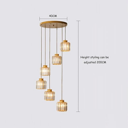 Kristallen Hanglamp Goud Trap Hal 6 of 9 Lichts Cascaderend | Vintage Kroonluchter Eetkamer Hoge Plafond