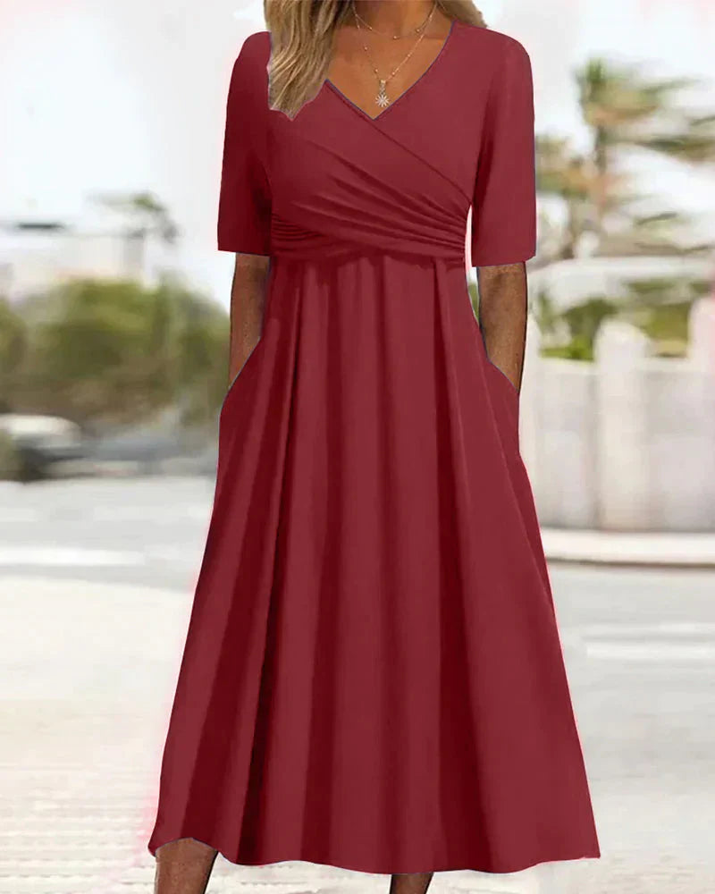 Vrouwelijke Zomerjurk Korte Mouwen Elegante Stijl