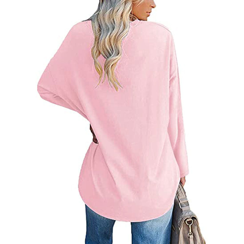 Dames T-shirt Lange Mouwen Oversized Casual V-hals