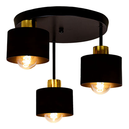 Plafondlamp 3 Lichts Zwart Goud Metaal E27 Ø30cm Modern Design