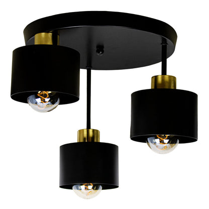 Plafondlamp 3 Lichts Zwart Goud Metaal E27 Ø30cm Modern Design