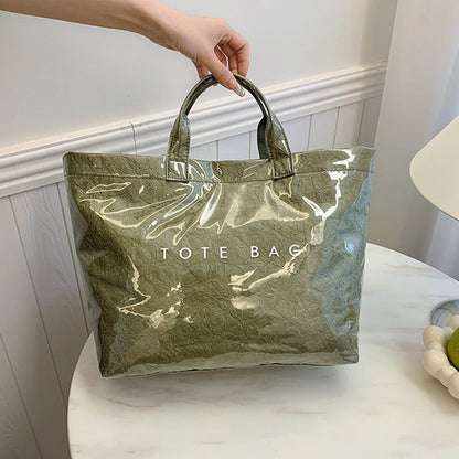 Leren Tote Bag Amber Kleur Luxe Lakleer