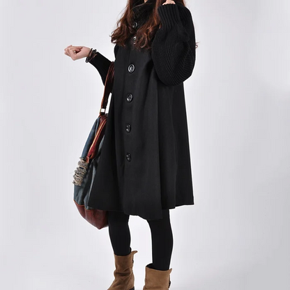 Lange Oversized Jas Zwart voor Vrouw
