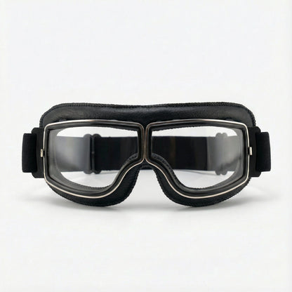 Retro Motorgoggles met Leren Frame en Splintervrije Glazen | Vintage Motorbril Wind- en Stofbestendig