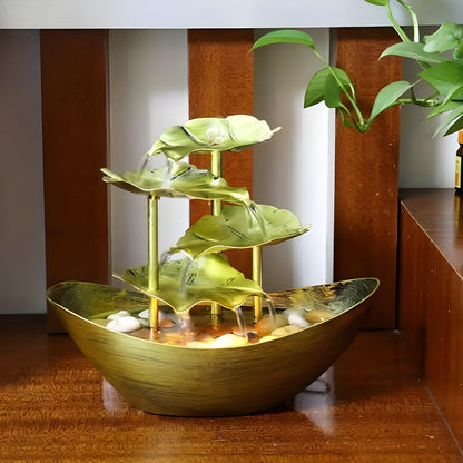 Tafelfontein LED Verlichting Metaal Vintage Ijzerblad Bureau Woonkamer Slaapkamer Waterornament Zen Sfeer