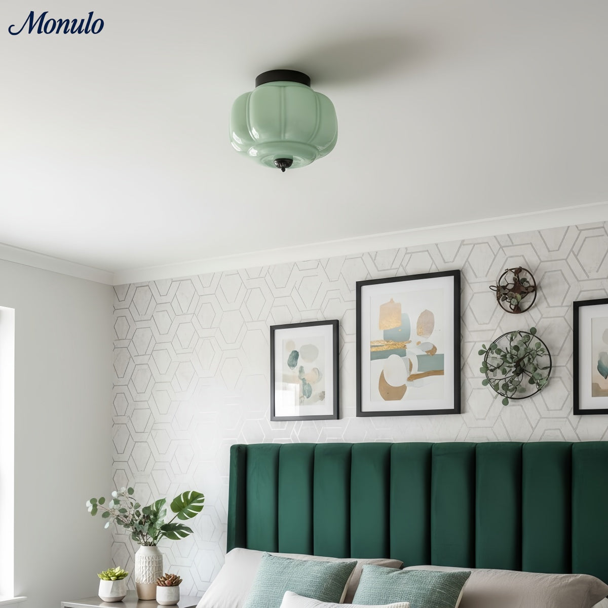 Retro Plafondlamp met Melkglazen Kap – Verfijnde Semi-Flush Mount Verlichting voor Moderne Interieurs