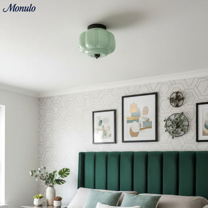 Retro Plafondlamp met Melkglazen Kap – Verfijnde Semi-Flush Mount Verlichting voor Moderne Interieurs