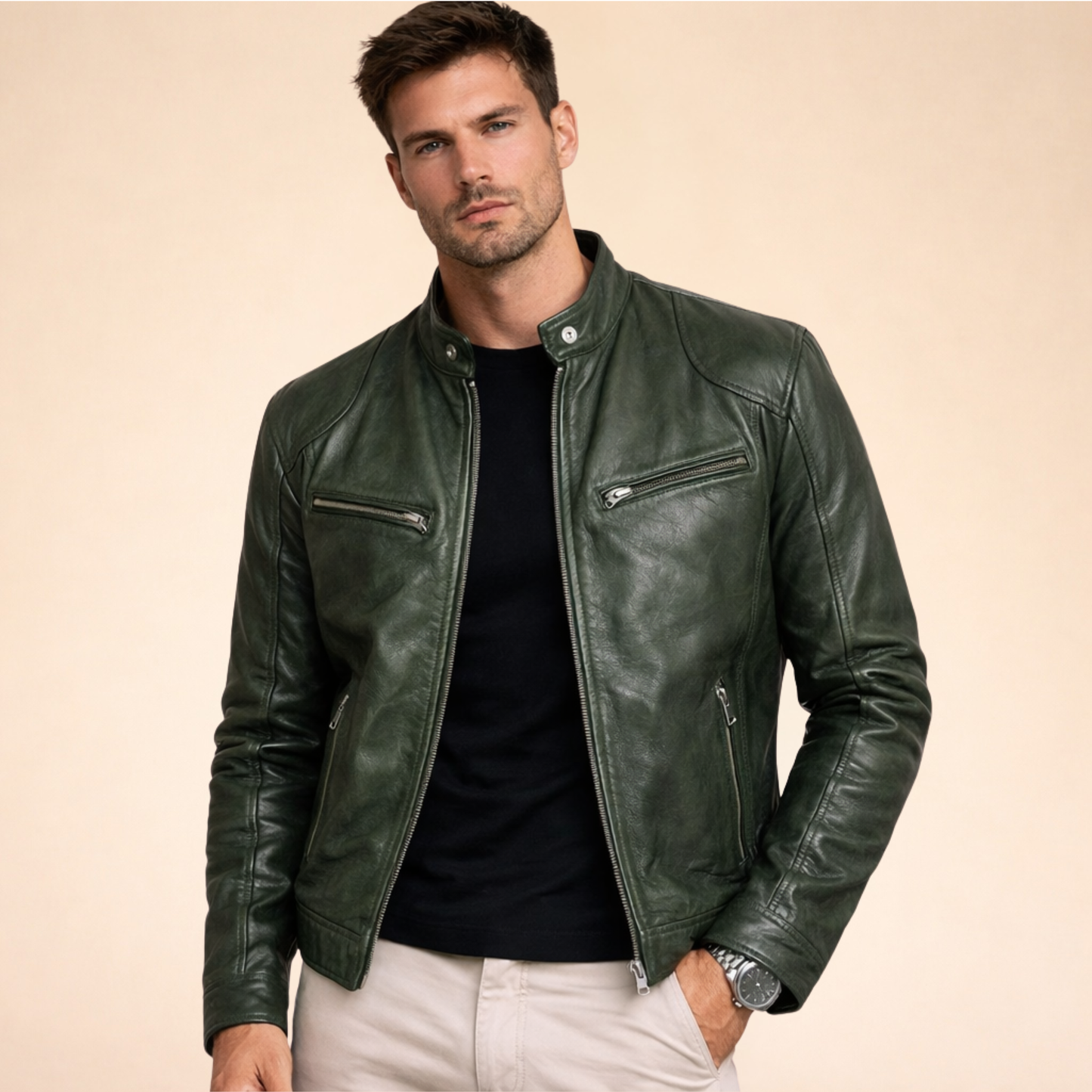 Leren Jack Elegant Tijdloos Design voor Mannen