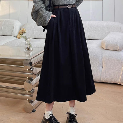 Dames Rok Midi Hoge Taille Zwart A-lijn Stijl