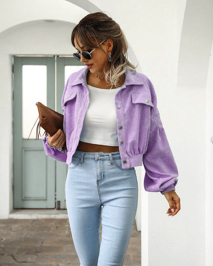 Dames Cropped Jack Corduroy Stijl Kort Model