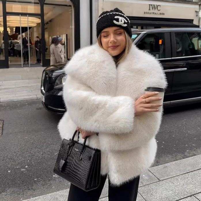 Dames Faux Fur Jas Luxe Imitatie Bont Stijlvol