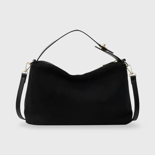 Luxe Suede Handtas Zwart Elegante Vrouwentas - StudioMarella