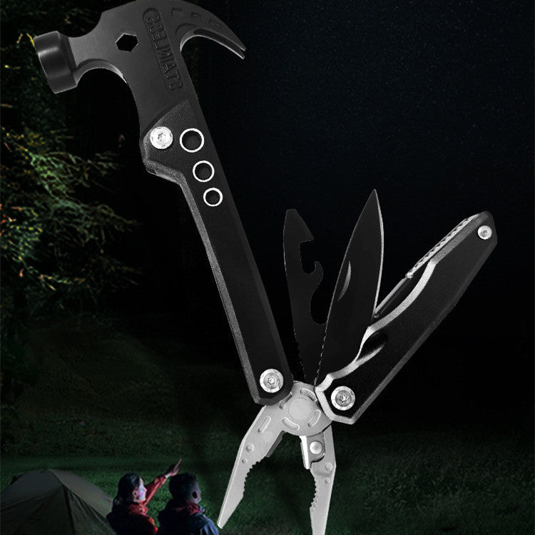 19-in-1 Multitool Hamer – Veelzijdig Gereedschap met Combinatie van Hamer, Tang, Schroevendraaier, Mes, Flesopener en 13 Extra Functies voor Camping, Klussen en Noodgevallen