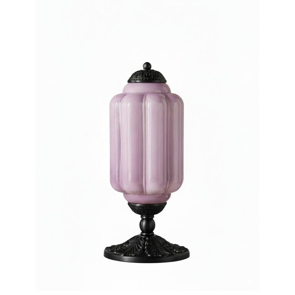 Glazen Tafellamp met Scallop Design Vintage Stijl Slaapkamer Woonkamer Accentverlichting Zwart Messing Matglas