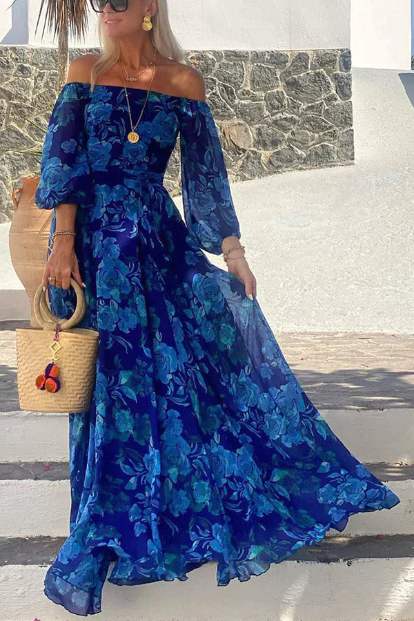 Off-the-shoulder Maxi Jurk Met Gesmokte Rug Zwart Rok - StudioMarella