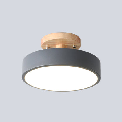 Nordic Plafondlamp Metaal & Hout LED Dimbaar Groen Wit Grijs Zwart voor Gang Slaapkamer 20cm Scandinavisch Design