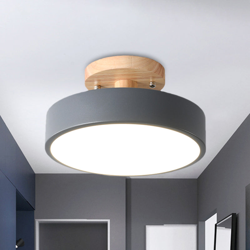 Scandinavische Trommel Plafondlamp LED met Houtaccent 30cm 40cm 50cm Dimbaar Warm Wit en Koel Wit Modern Design voor Woonkamer Slaapkamer