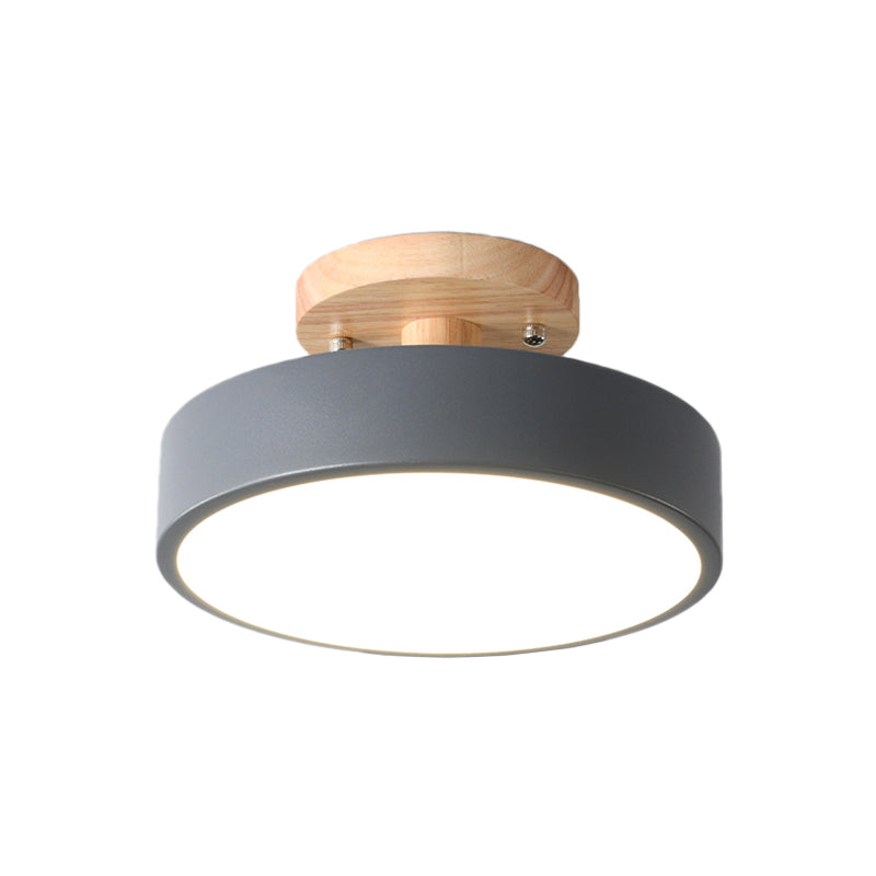 Scandinavische Trommel Plafondlamp LED met Houtaccent 30cm 40cm 50cm Dimbaar Warm Wit en Koel Wit Modern Design voor Woonkamer Slaapkamer