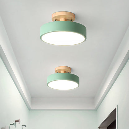 Scandinavische Trommel Plafondlamp LED met Houtaccent 30cm 40cm 50cm Dimbaar Warm Wit en Koel Wit Modern Design voor Woonkamer Slaapkamer