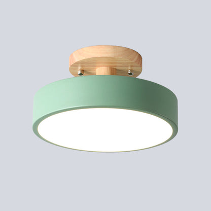 Nordic Plafondlamp Metaal & Hout LED Dimbaar Groen Wit Grijs Zwart voor Gang Slaapkamer 20cm Scandinavisch Design