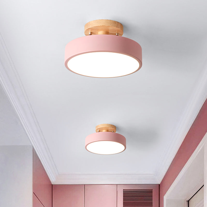 Nordic Plafondlamp Metaal & Hout LED Dimbaar Groen Wit Grijs Zwart voor Gang Slaapkamer 20cm Scandinavisch Design