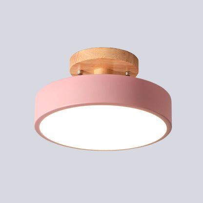 Nordic Plafondlamp Metaal & Hout LED Dimbaar Groen Wit Grijs Zwart voor Gang Slaapkamer 20cm Scandinavisch Design