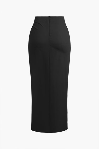 Midirok met Wickeloptie en Hoge Split Elegante Stijl