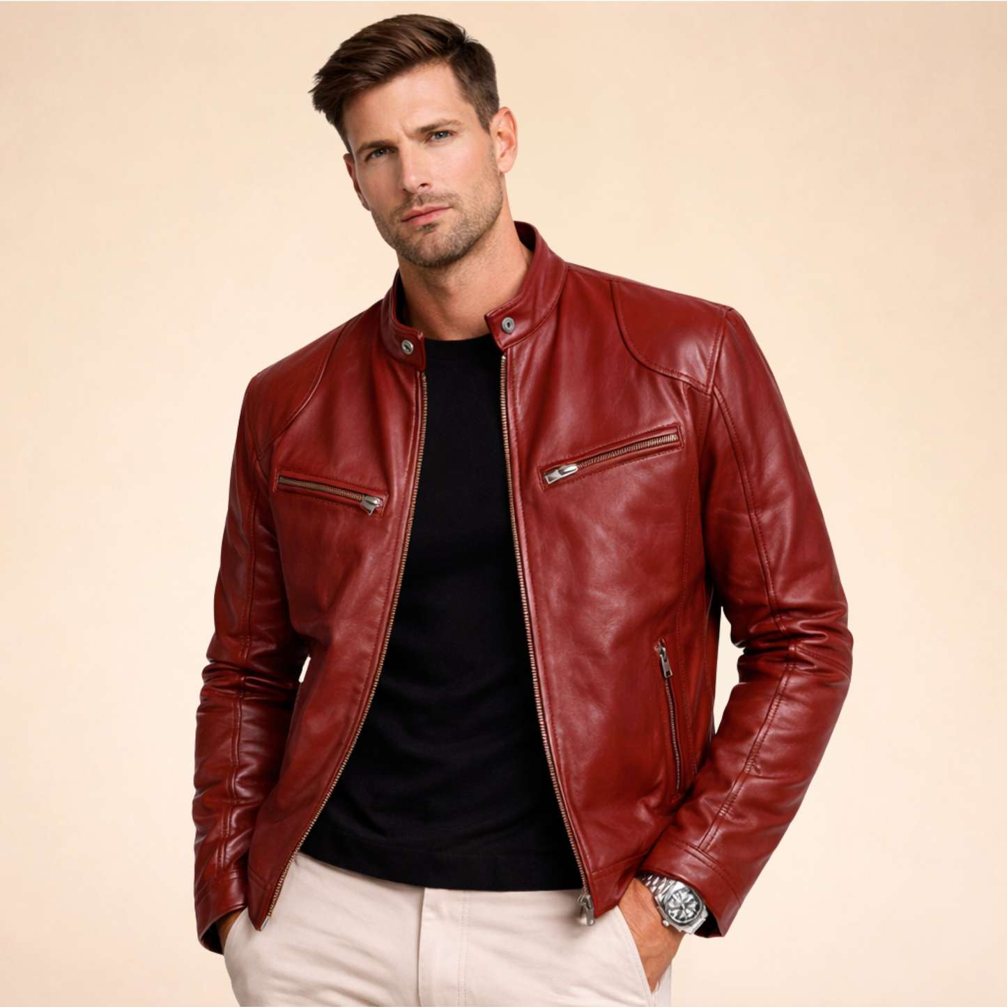 Leren Jack Elegant Tijdloos Design voor Mannen