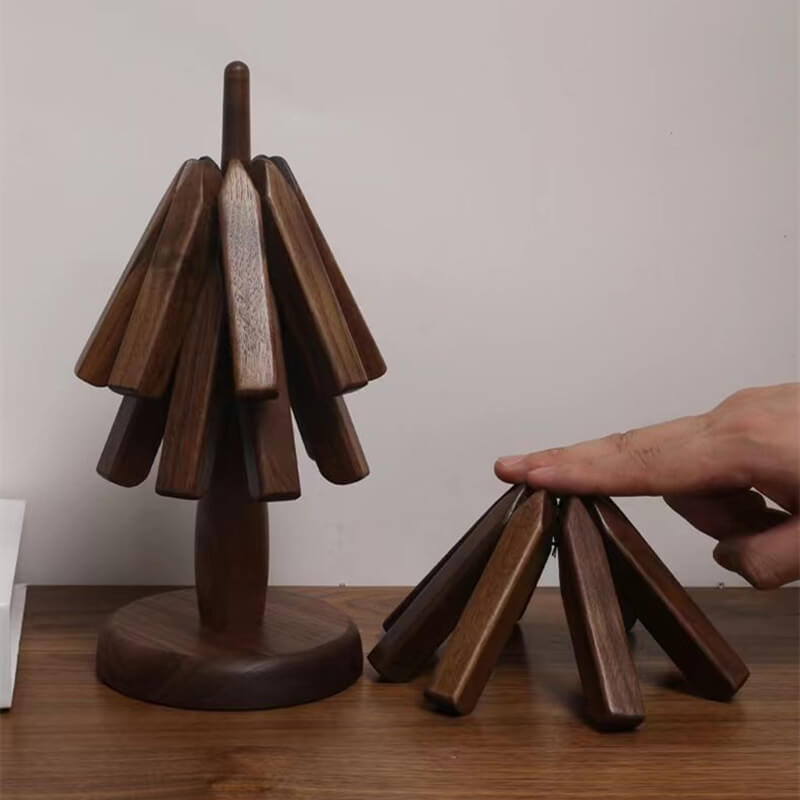 Pannenonderzetter Walnoot Houten Boom Design 10x25cm Tafelbescherming