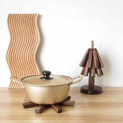 Pannenonderzetter Walnoot Houten Boom Design 10x25cm Tafelbescherming