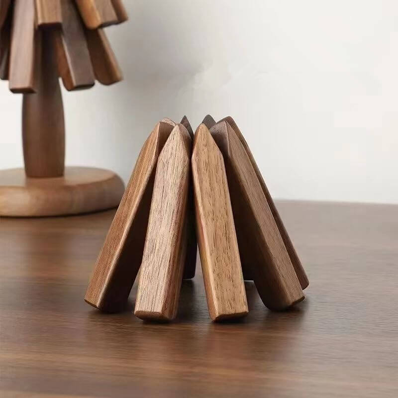 Pannenonderzetter Walnoot Houten Boom Design 10x25cm Tafelbescherming