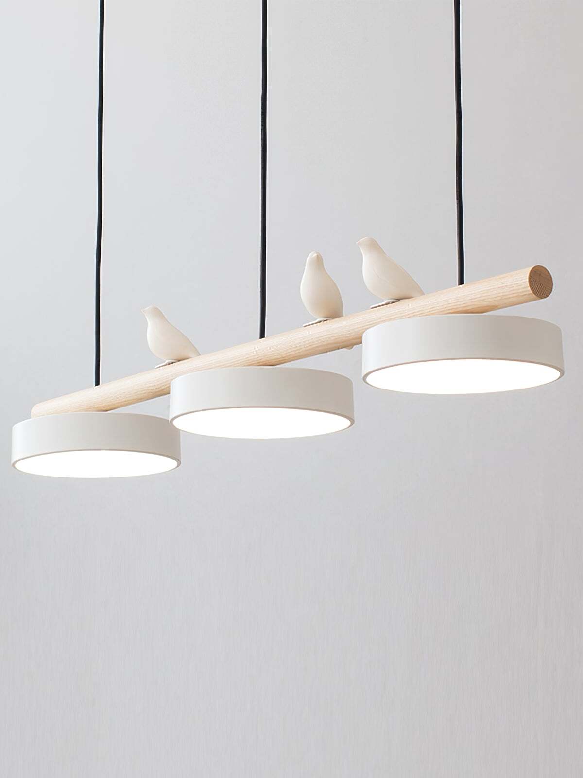 Hanglamp Hout Design Vogelvorm Drie Kappen Scandinavisch Keukeneiland