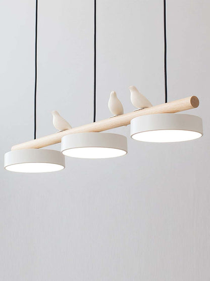 Hanglamp Hout Design Vogelvorm Drie Kappen Scandinavisch Keukeneiland