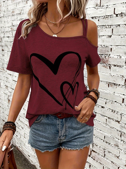 Vrouwelijk T-shirt Off Shoulder Zomerse Look