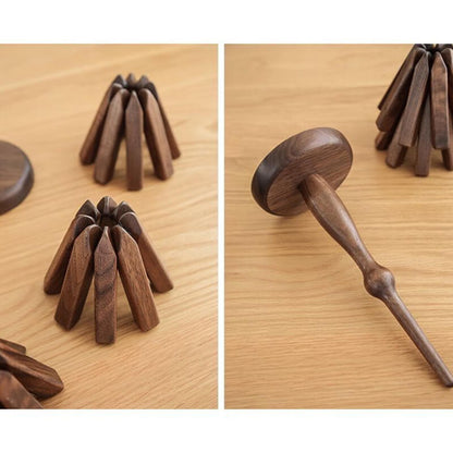 Pannenonderzetter Walnoot Houten Boom Design 10x25cm Tafelbescherming