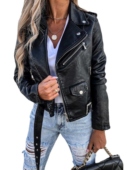 Dames Lederen Jas PU Stijlvol Biker Model