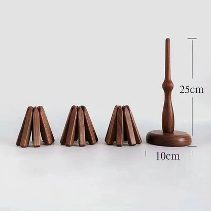 Pannenonderzetter Walnoot Houten Boom Design 10x25cm Tafelbescherming