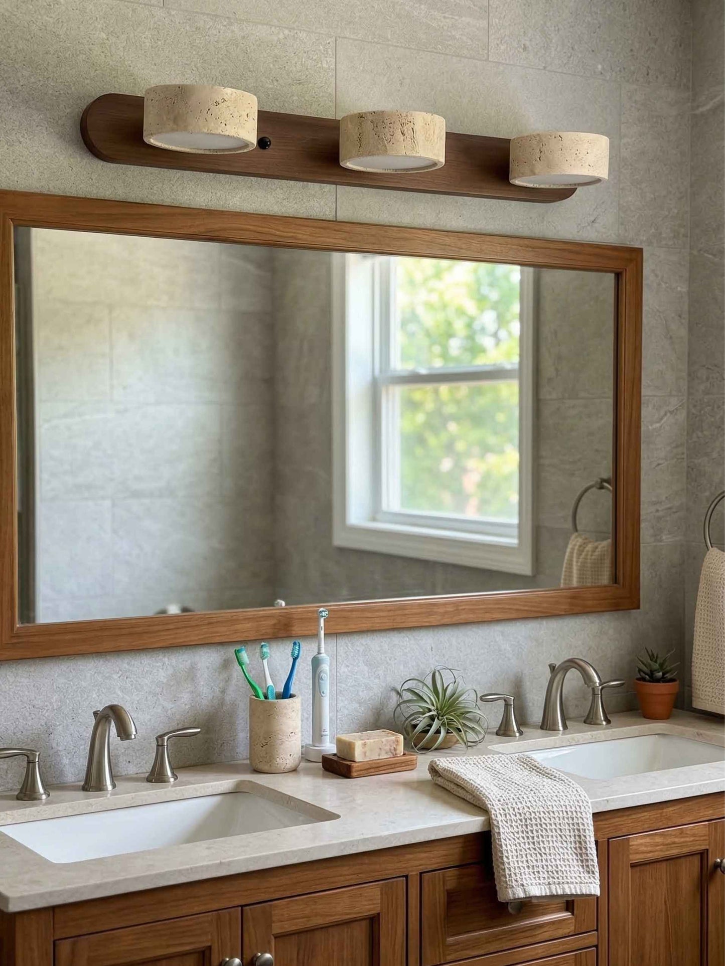Wandlamp met meerdere lichtpunten natuursteen modern badkamerverlichting warmwit koelwit 2-3-4 lichts stenen armatuur