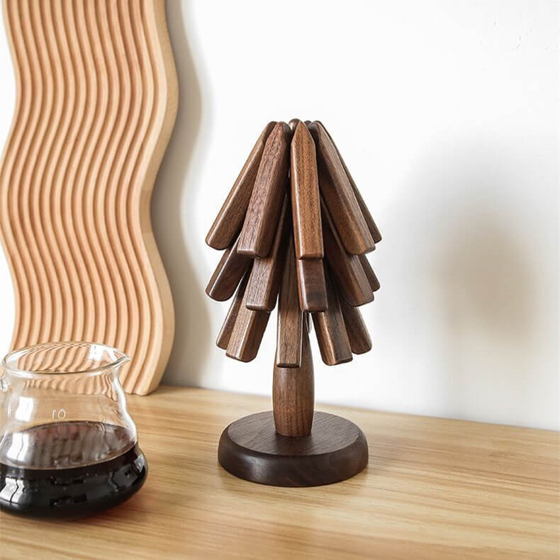 Pannenonderzetter Walnoot Houten Boom Design 10x25cm Tafelbescherming