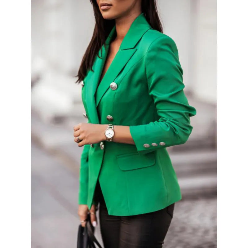 Dames Blazer Zakelijk Lange Dubbele Knoopsluiting