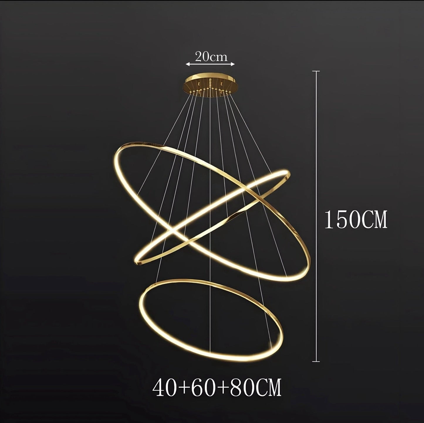 LED Kroonluchter Ringen Dimbaar RVS Goud Of Zwart 3 Tot 8 Elementen