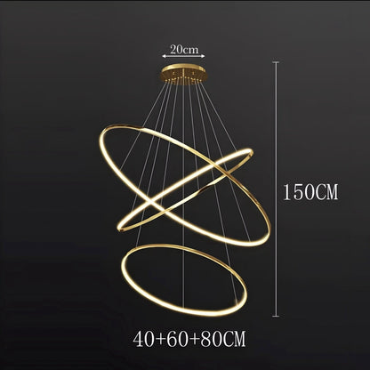LED Kroonluchter Ringen Dimbaar RVS Goud Of Zwart 3 Tot 8 Elementen