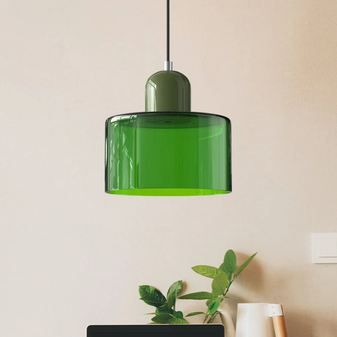 Lismeno Retro Hanglamp Glas 15cm Groen Oranje Eettafel Keuken Vintage Verlichting Compact