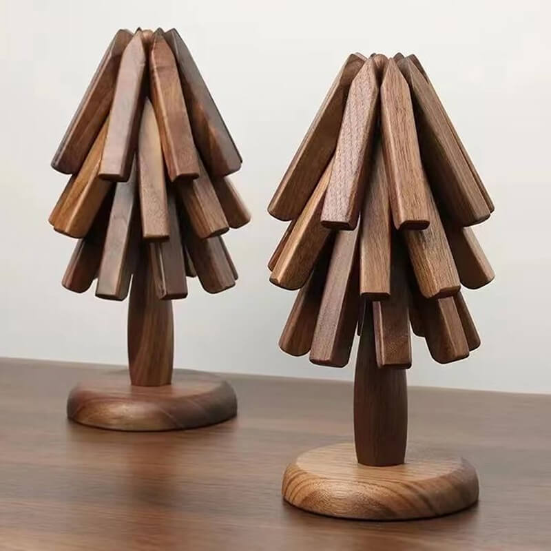 Pannenonderzetter Walnoot Houten Boom Design 10x25cm Tafelbescherming