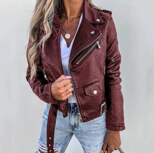 Dames Lederen Jas PU Stijlvol Biker Model