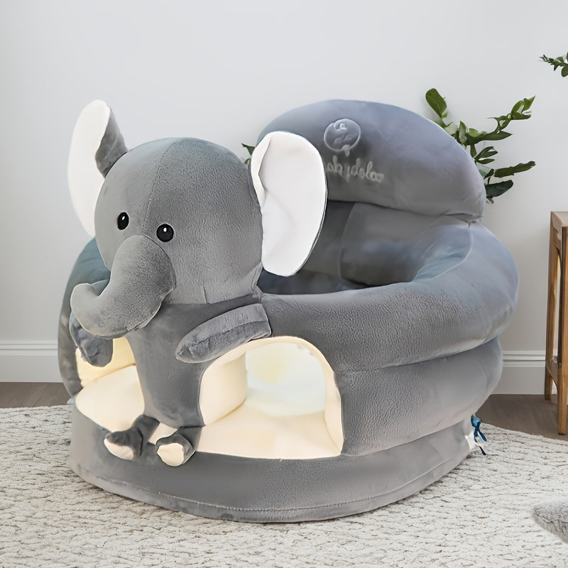 Zachte Babyzitbank voor Eerste Zit- en Staavonturen Pluche Veiligheid Comfort Kamer 0-12 Maanden Groen Grijs