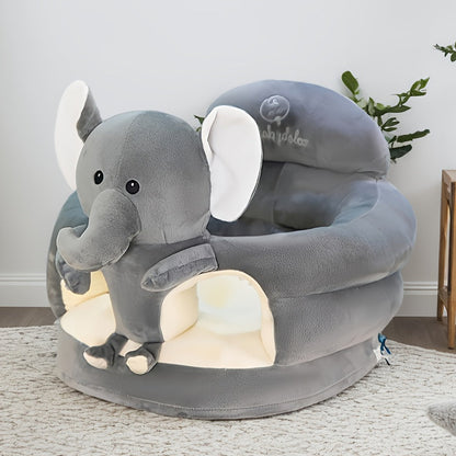 Zachte Babyzitbank voor Eerste Zit- en Staavonturen Pluche Veiligheid Comfort Kamer 0-12 Maanden Groen Grijs